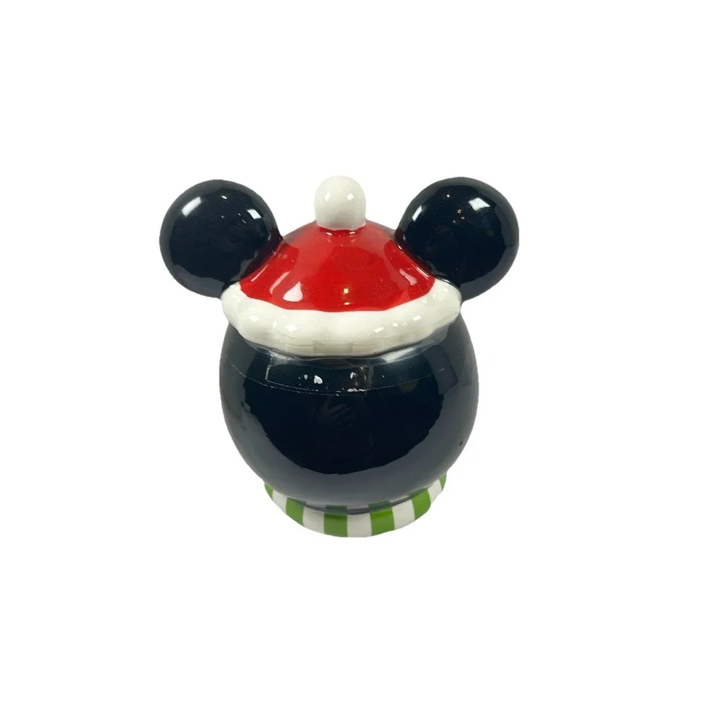 Silver Buffalo Disney Mickey Mouse Santa Hat Holiday Treat Jar Small Red New